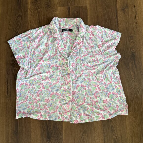 Lauren Ralph Lauren Black Label Pajama Set Womens XL Floral Capri Sleepwear - Picture 6 of 9